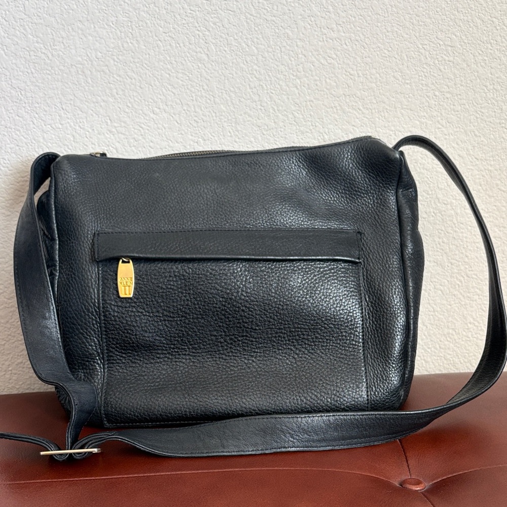 Anne Klein Black Leather Crossbody Bag